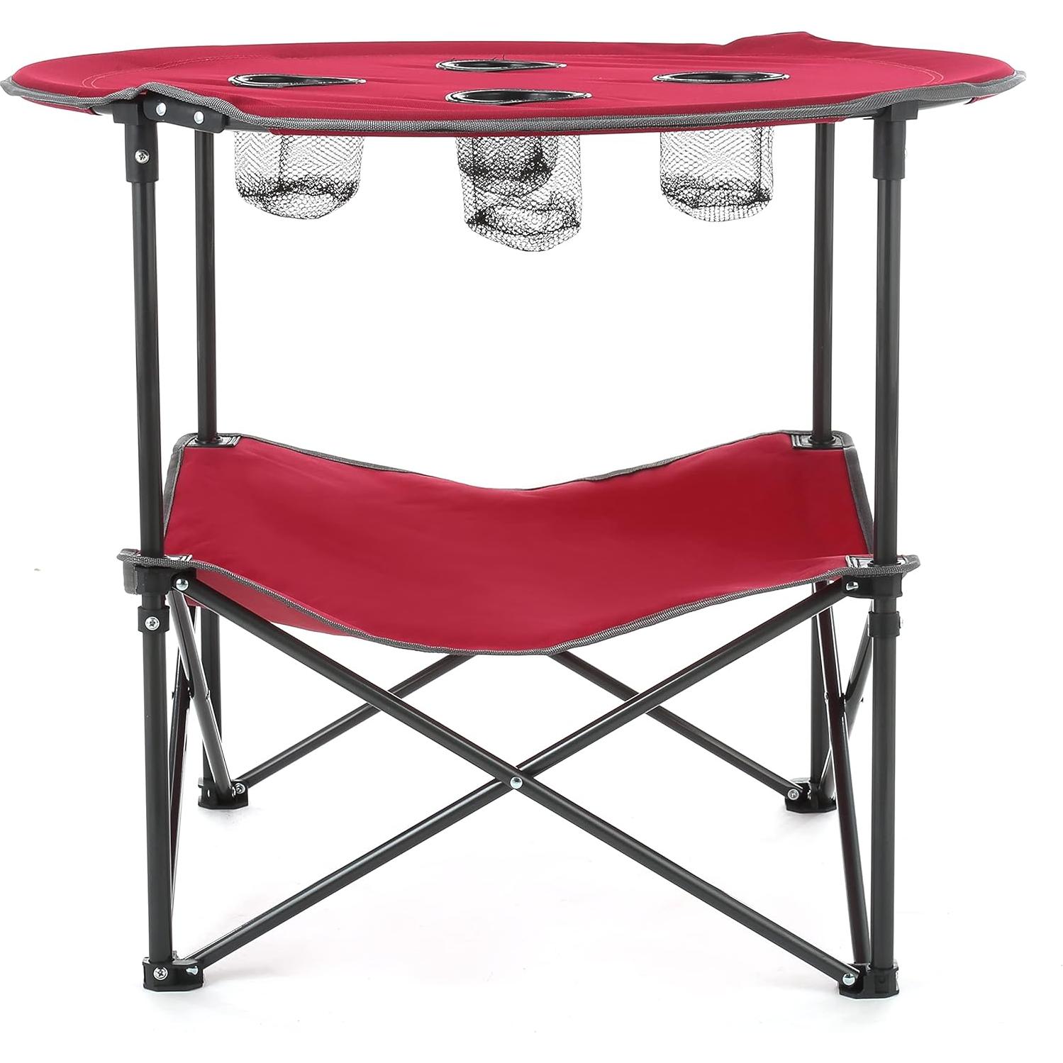 Mesa Plegable Circular ARROWHEAD 71cm 4 Soportes Tazas