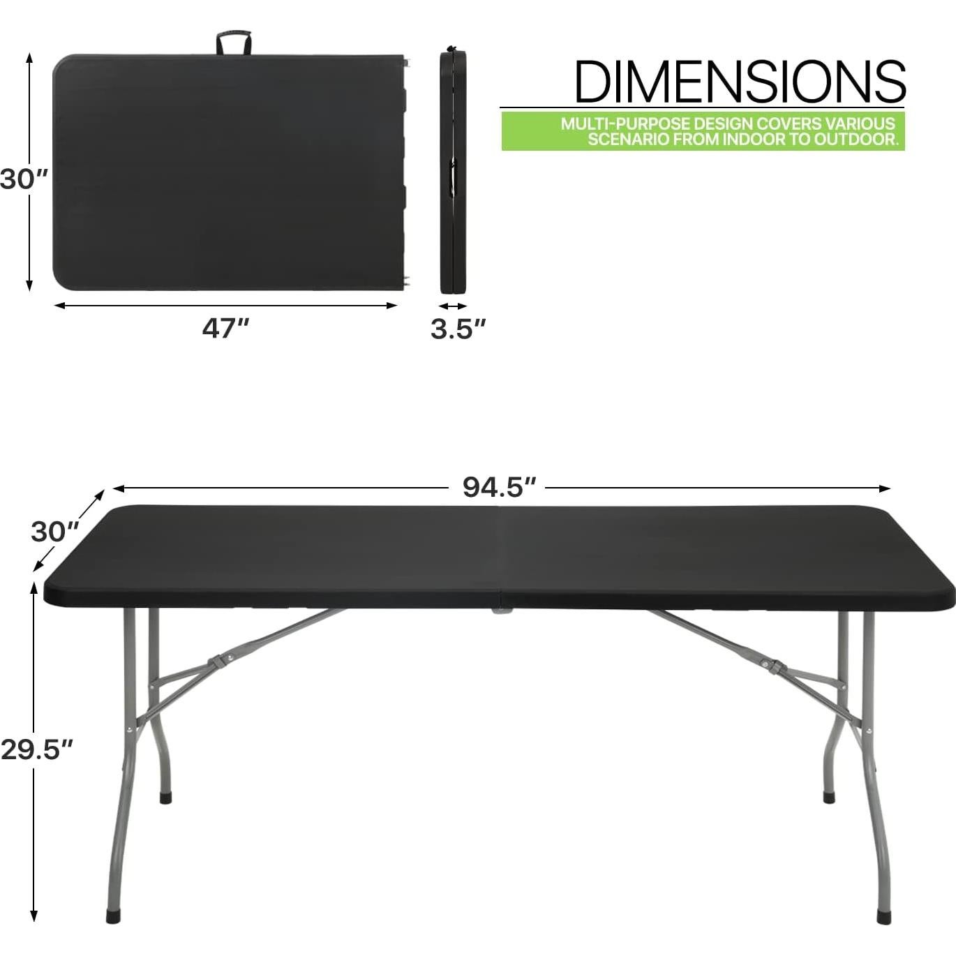 Mesa Plegable Magshion 240 cm Negra para Eventos y Fiestas