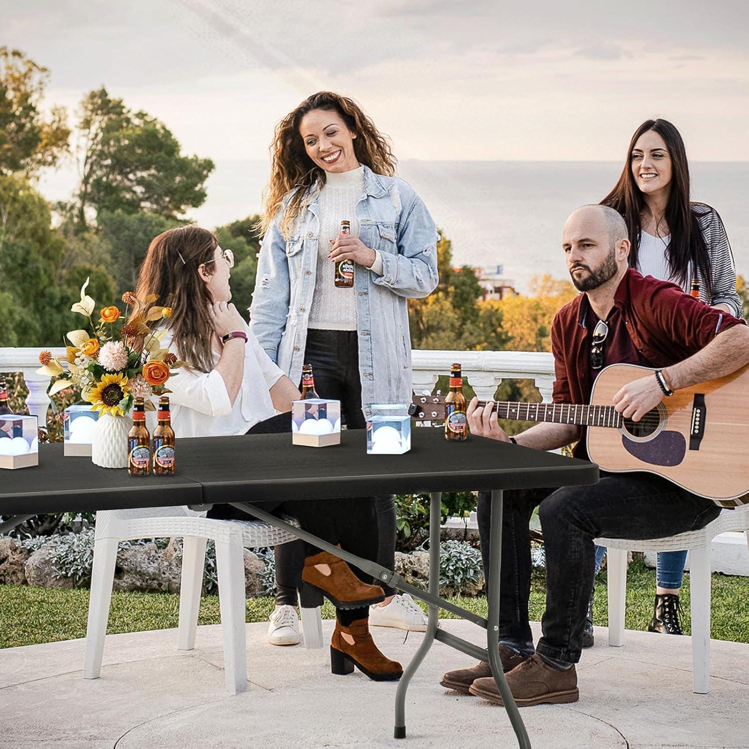 Mesa Plegable Magshion 240 cm Negra para Eventos y Fiestas