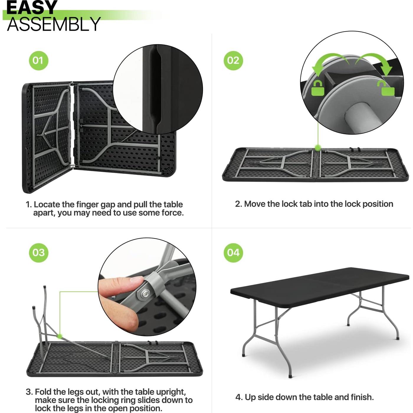 Mesa Plegable Magshion 240 cm Negra para Eventos y Fiestas