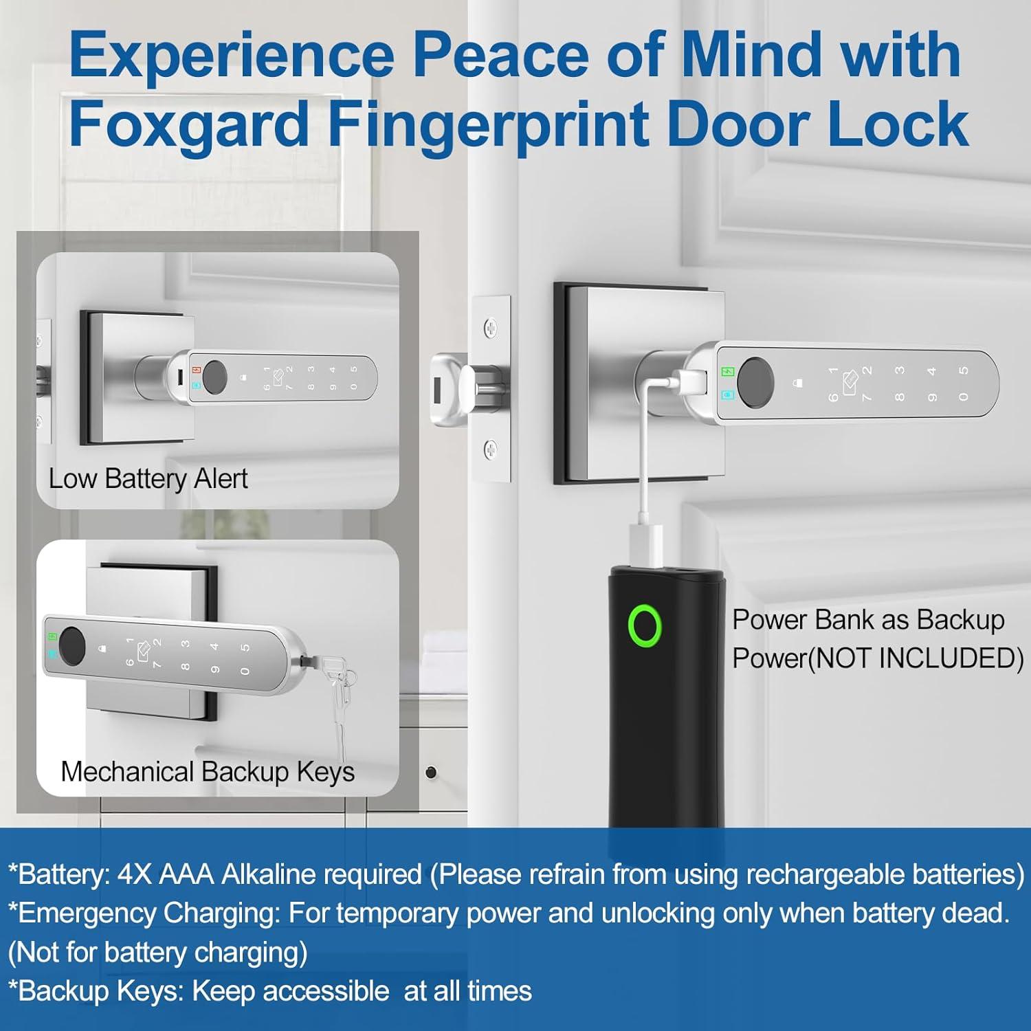 Cerradura Inteligente Foxgard con Huella Dactilar 5-en-1