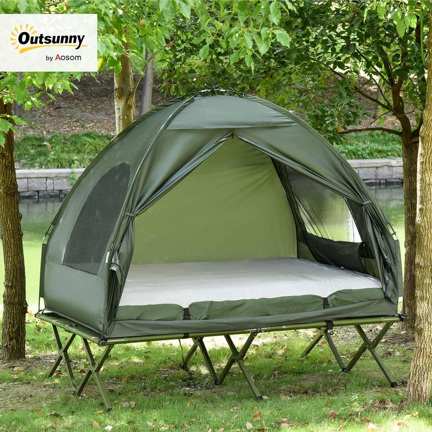 Cama de Camping Plegable Outsunny para 2 Personas con Carpa