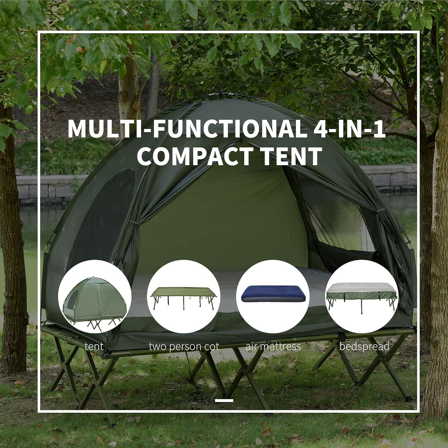 Cama de Camping Plegable Outsunny para 2 Personas con Carpa