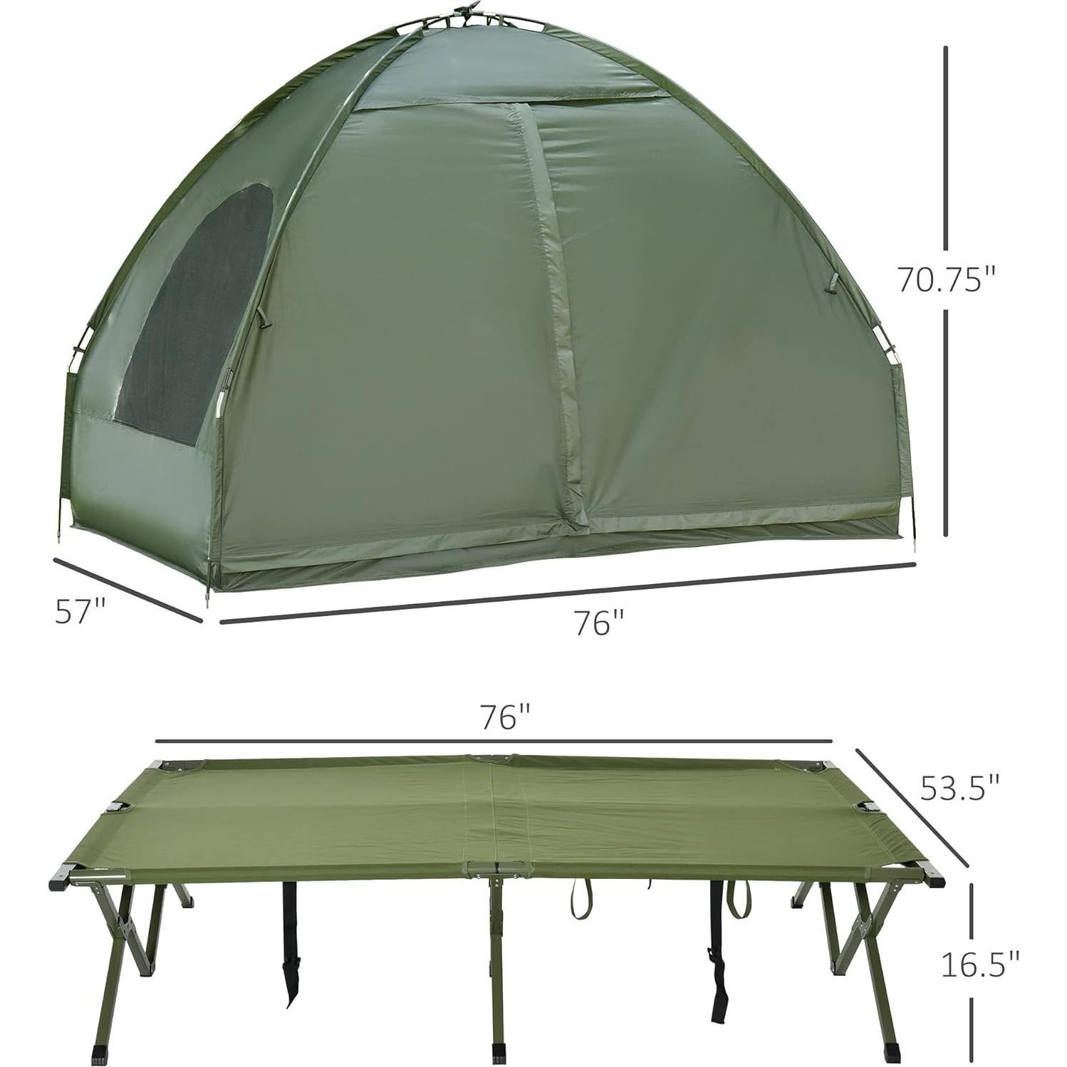Cama de Camping Plegable Outsunny para 2 Personas con Carpa