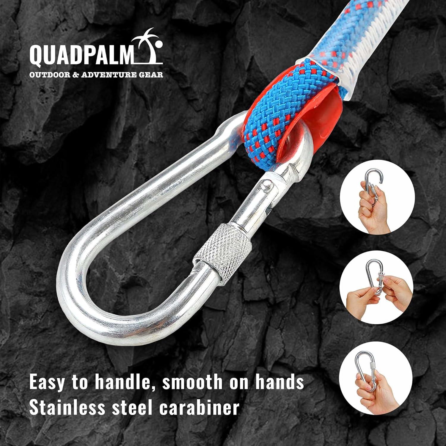 Gancho de Grappling QUADPALM con Cuerda de 10m - Acero Inoxidable