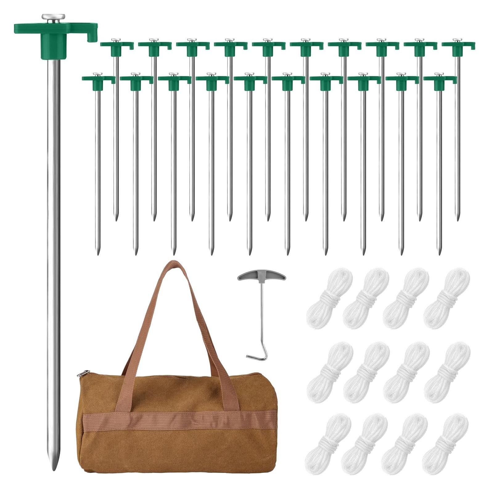 Estacas de Metal Aodaer 24 Piezas 26 cm para Tienda Verde