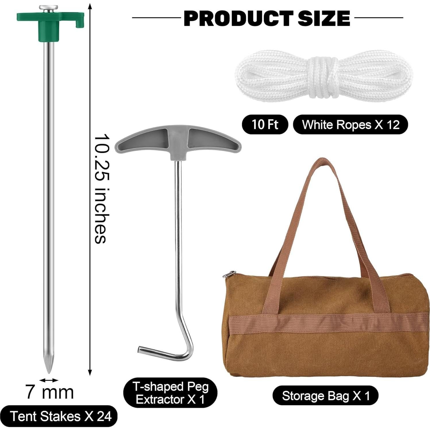 Estacas de Metal Aodaer 24 Piezas 26 cm para Tienda Verde