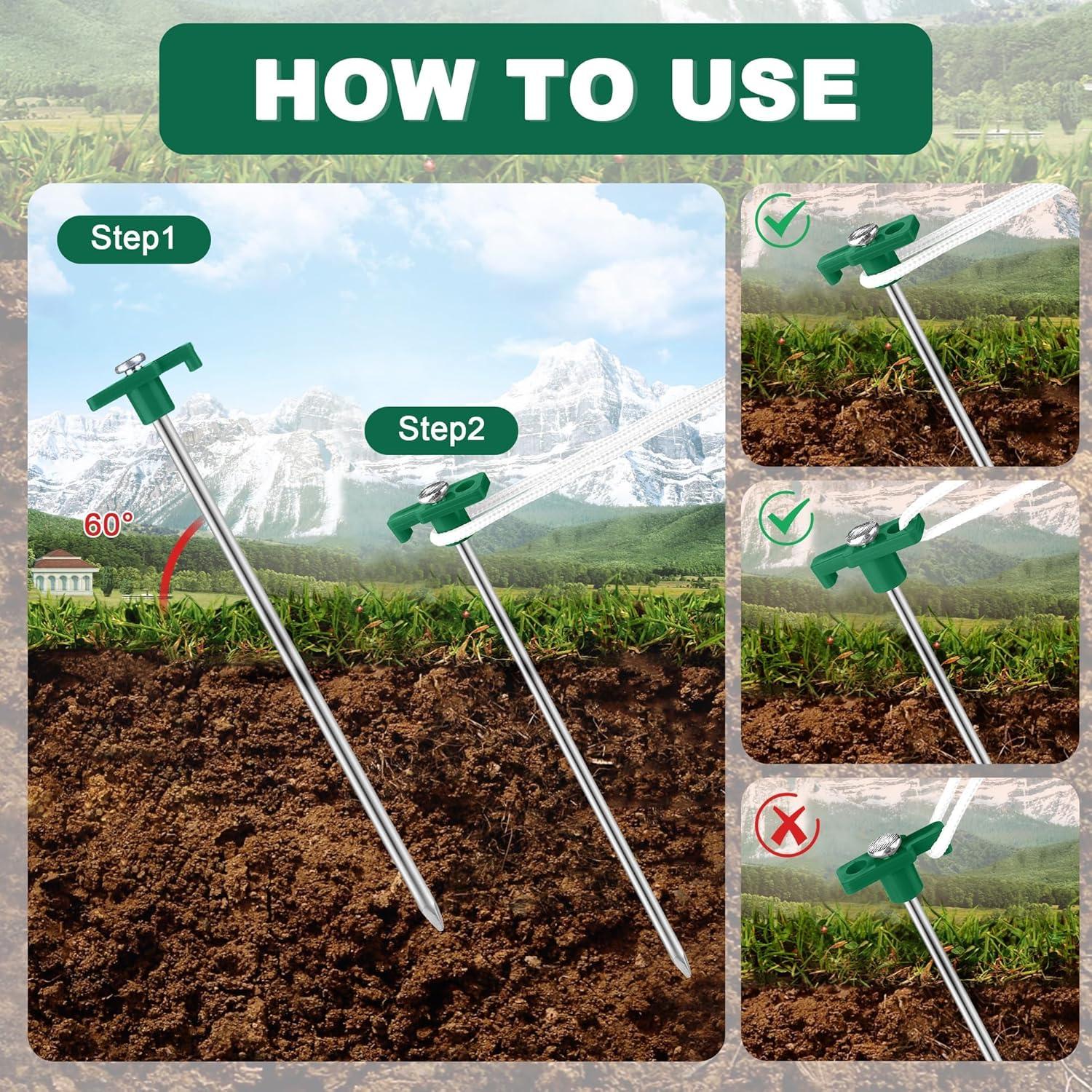 Estacas de Metal Aodaer 24 Piezas 26 cm para Tienda Verde