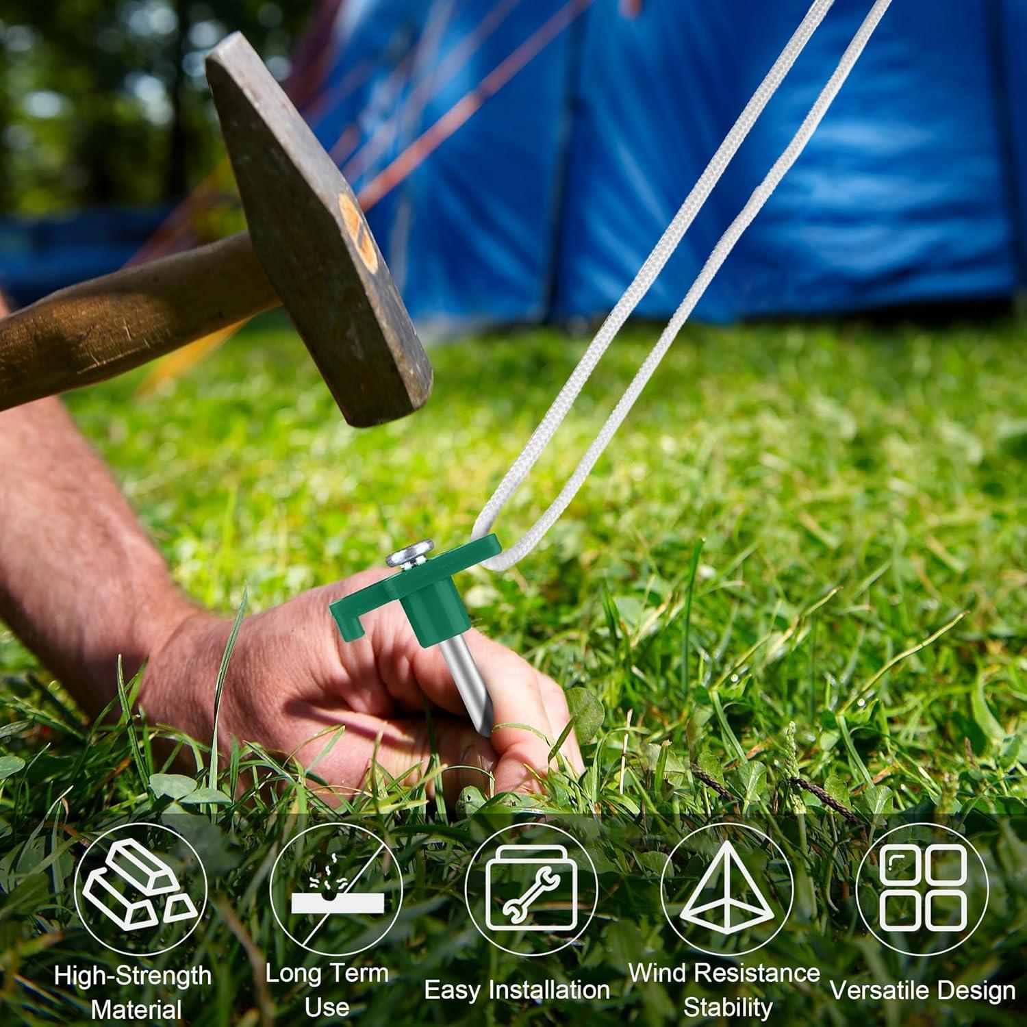 Estacas de Metal Aodaer 24 Piezas 26 cm para Tienda Verde