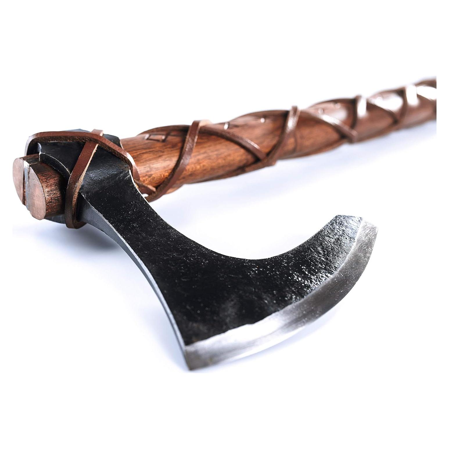 Hacha Vikinga de Dos Manos Norse Tradesman con Runas - 61 cm