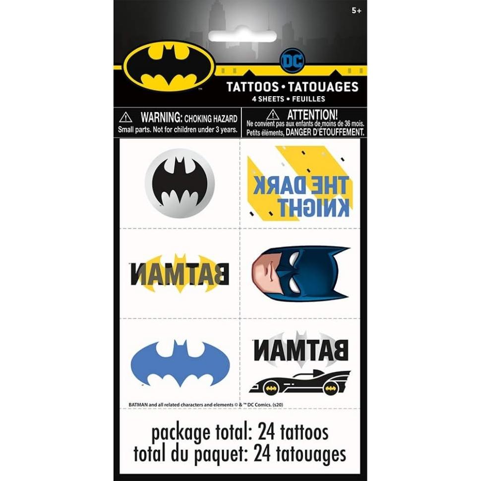 Tatuajes Temporales Multicolor Batman - Paquete 24 Unidades
