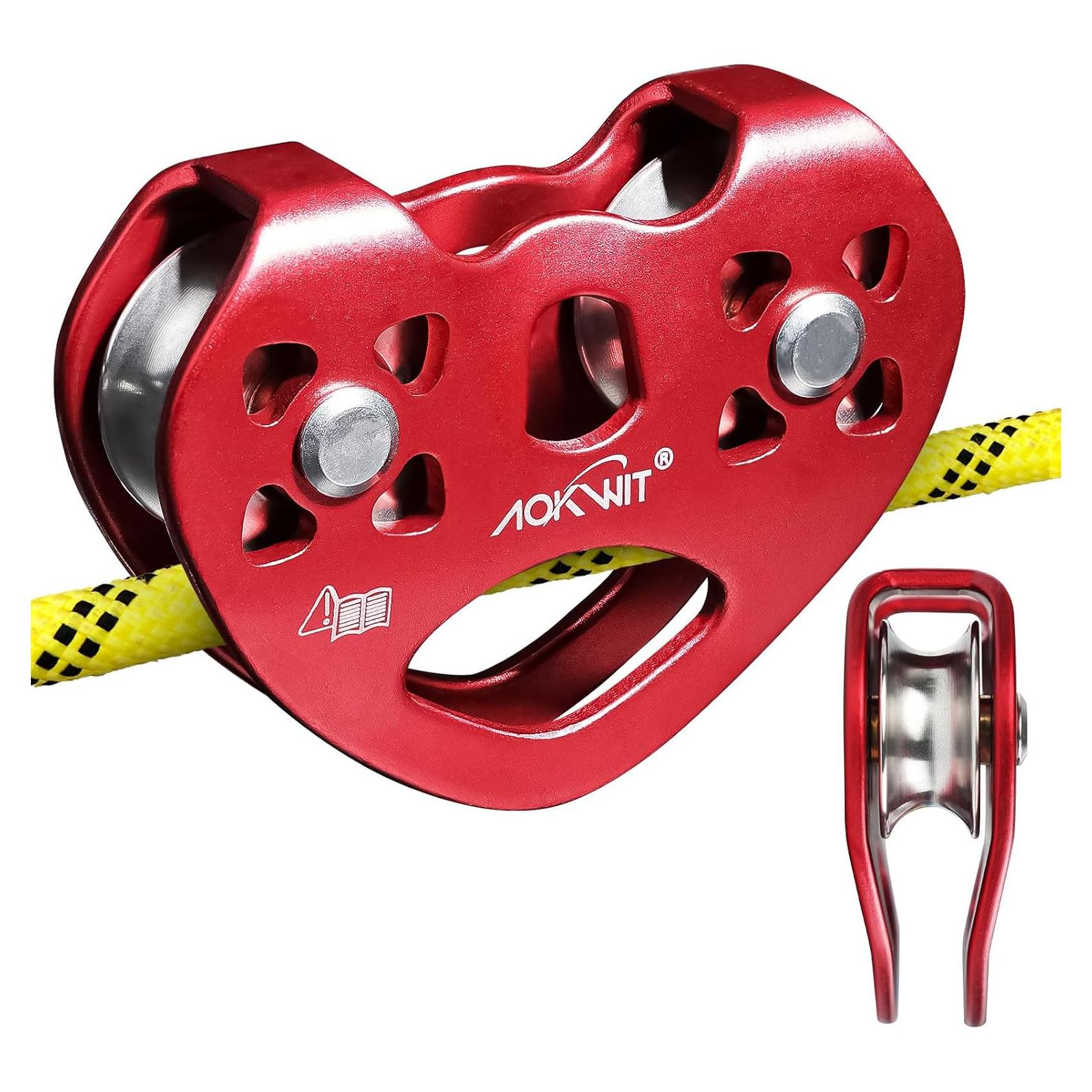 Polea de Tirolesa AOKWIT Doble 25KN Aluminio 10.5x8.2cm