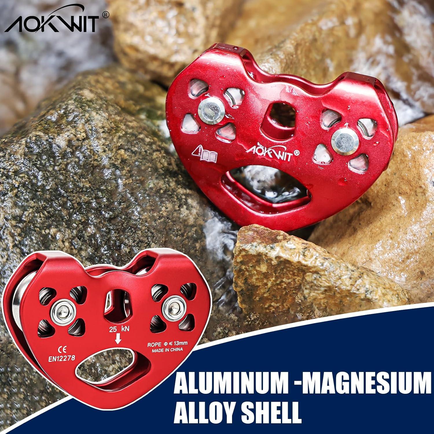 Polea de Tirolesa AOKWIT Doble 25KN Aluminio 10.5x8.2cm