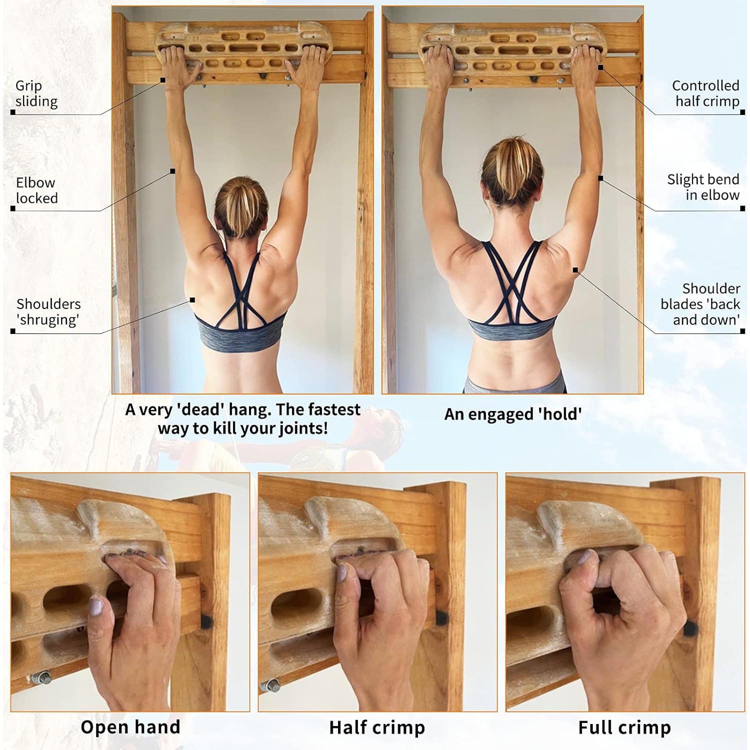 Tabla de Escalada TWO STONES Hangboard Madera Natural Entrenamiento