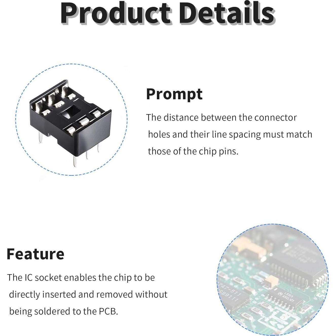 10 Piezas Zócalo IC DIP 6 Pines 2.54mm FOCMKEAS