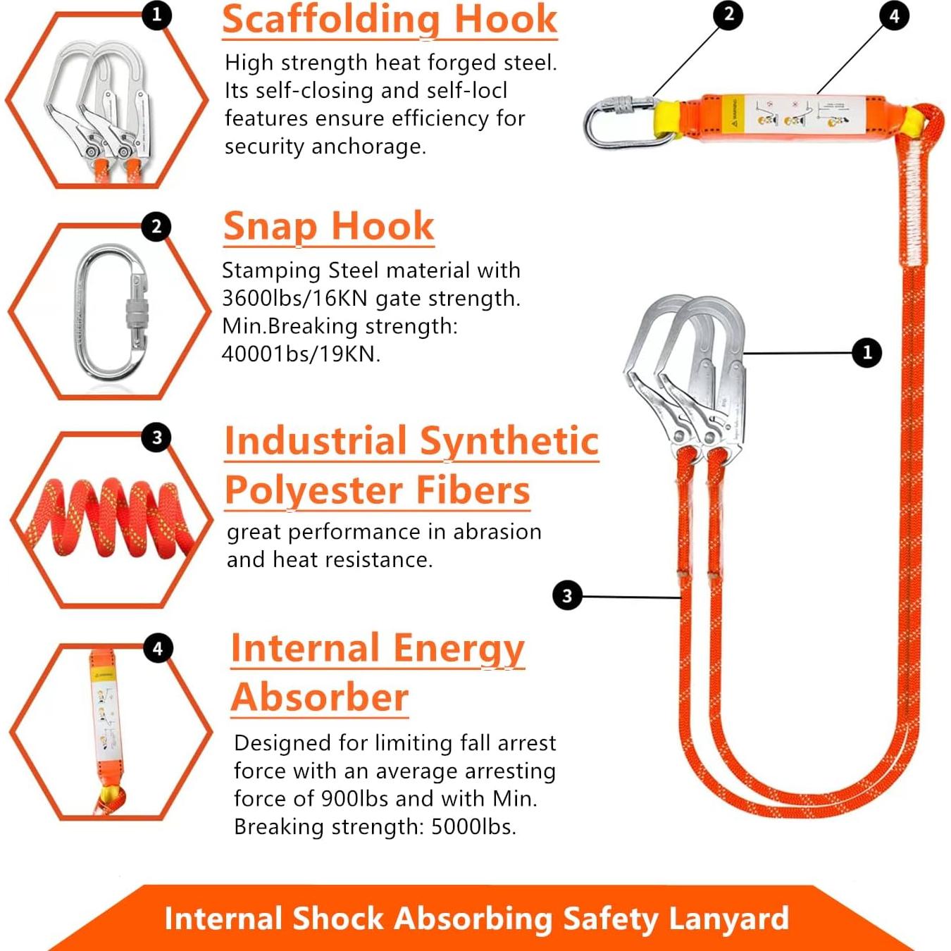 Arnés de Seguridad Glorouschu para Todo el Cuerpo - Naranja