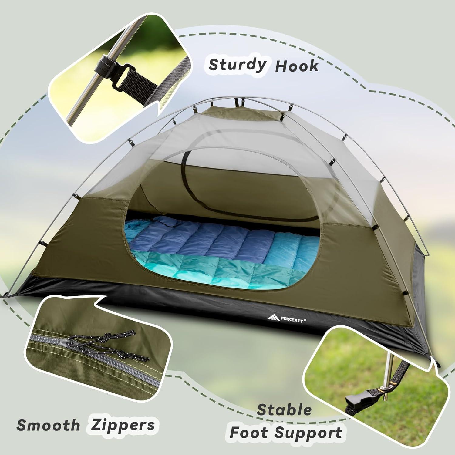 Carpa Forceatt 2 Personas Verde Militar Impermeable