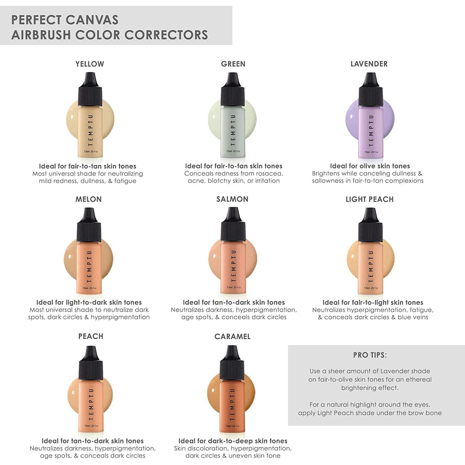 Corrector de Color Airbrush TEMPTU Perfect Canvas 7 Tonos