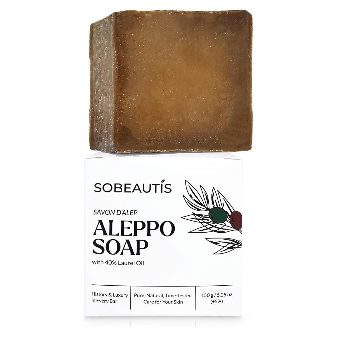 Jabón Natural de Alepo Sobeautis 40% Laurel 60% Oliva 140g