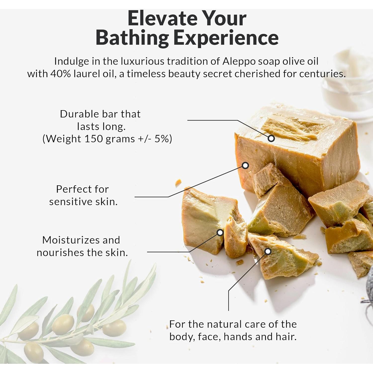 Jabón Natural de Alepo Sobeautis 40% Laurel 60% Oliva 140g