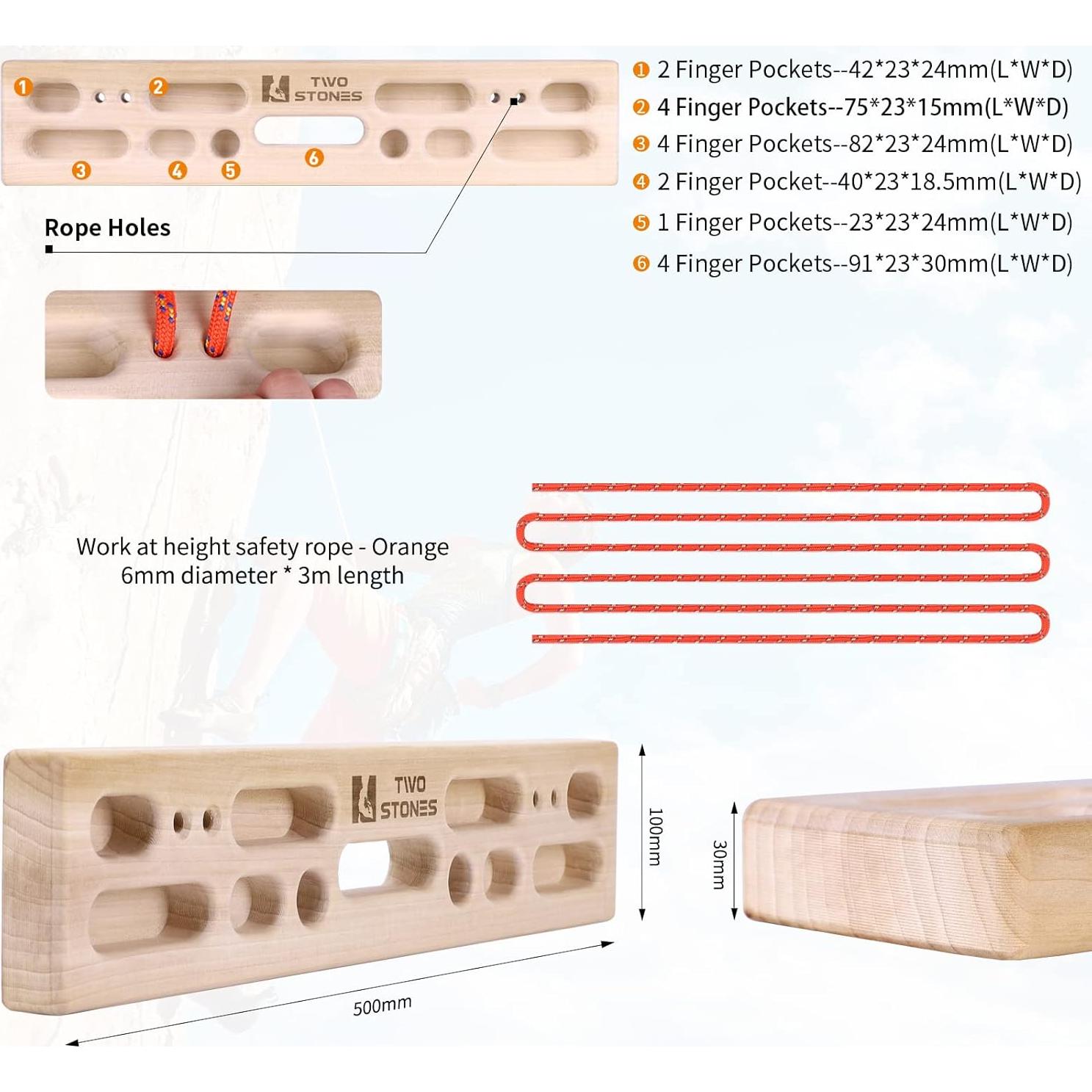 Tablero de Escalada Two Stones 500x100x30mm Portátil