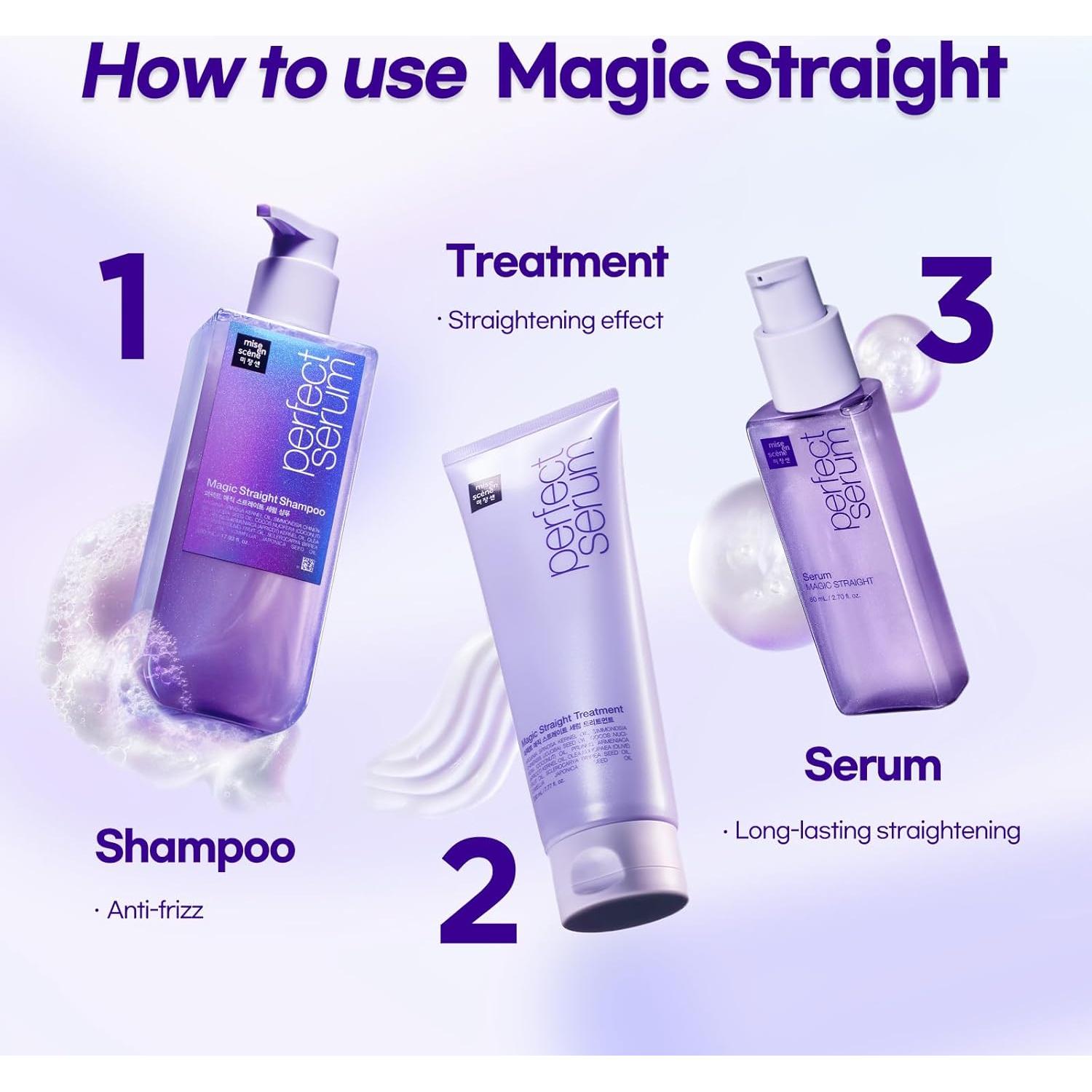 Champú Magic Straight Mise En Scene 530 ml - Anti-Frizz y Brillo