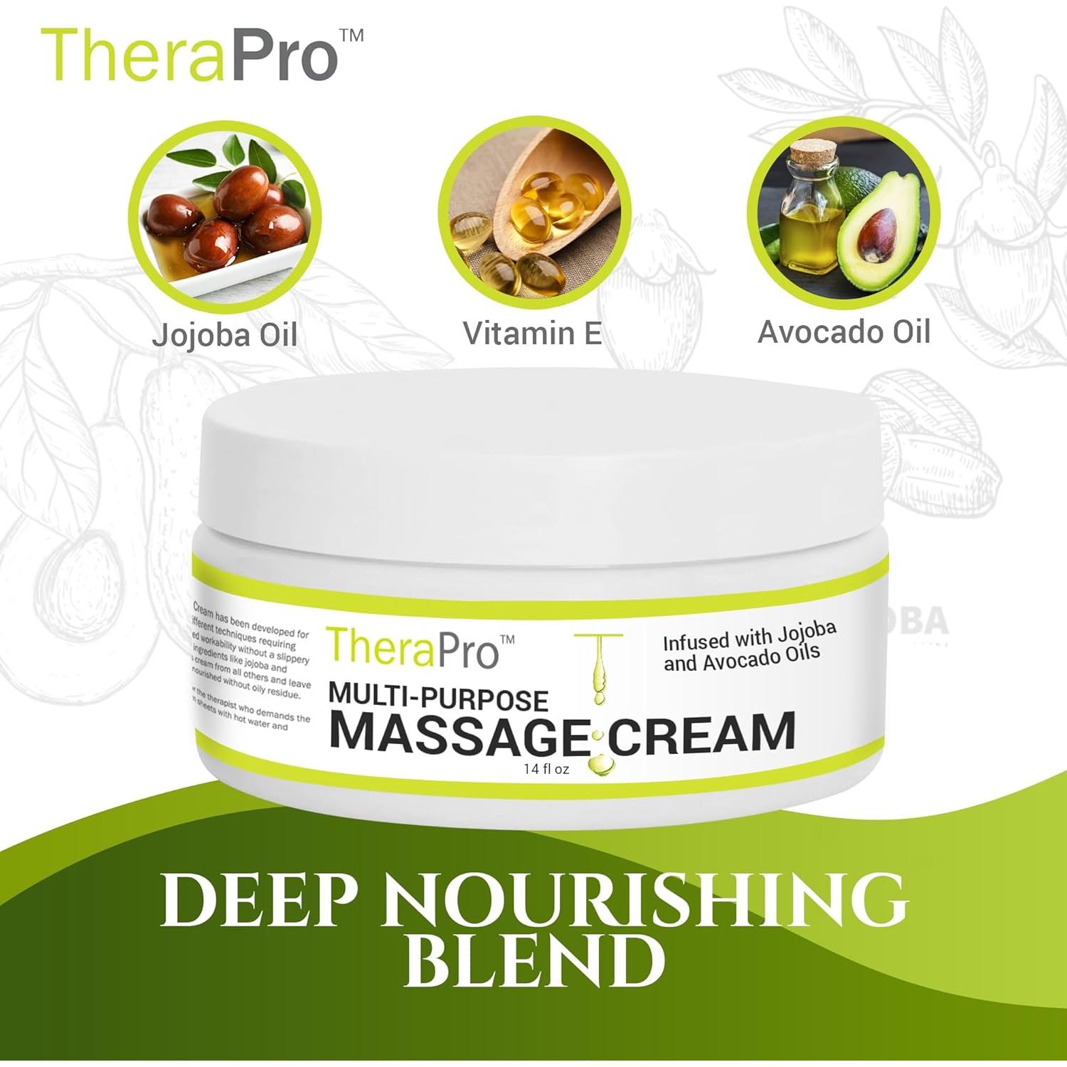 Crema de Masaje Multiusos TheraPro 396g - Hipoalergénica Sin Fragancia