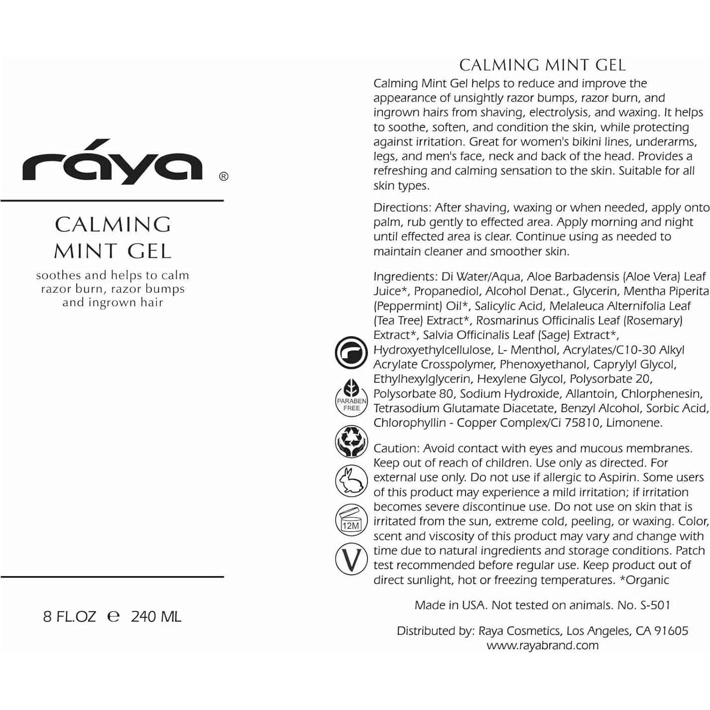 Gel Calmante de Menta RAYA 473 ml | Suavizante para Afeitar