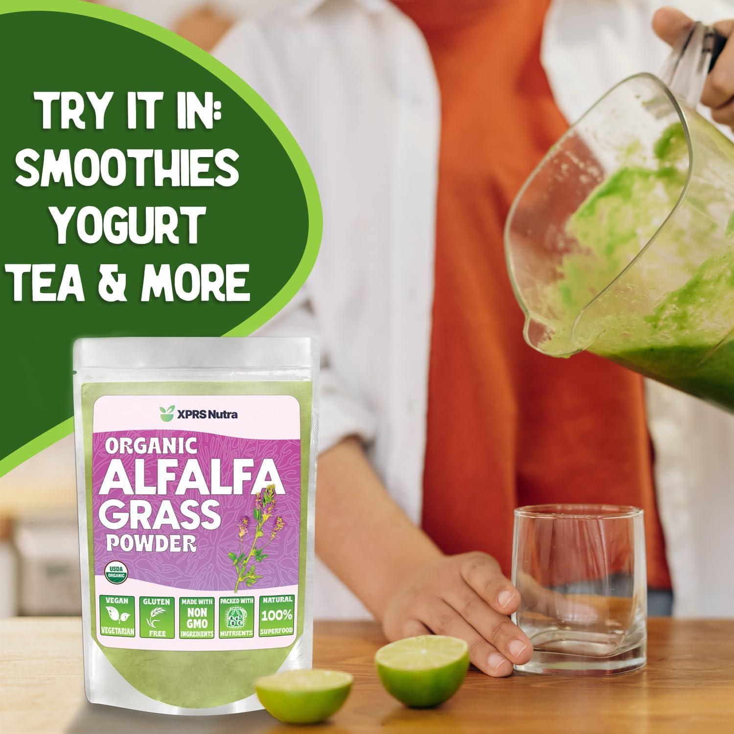 Polvo de Alfalfa Orgánico XPRS Nutra 113.4g - Suplemento Vegano