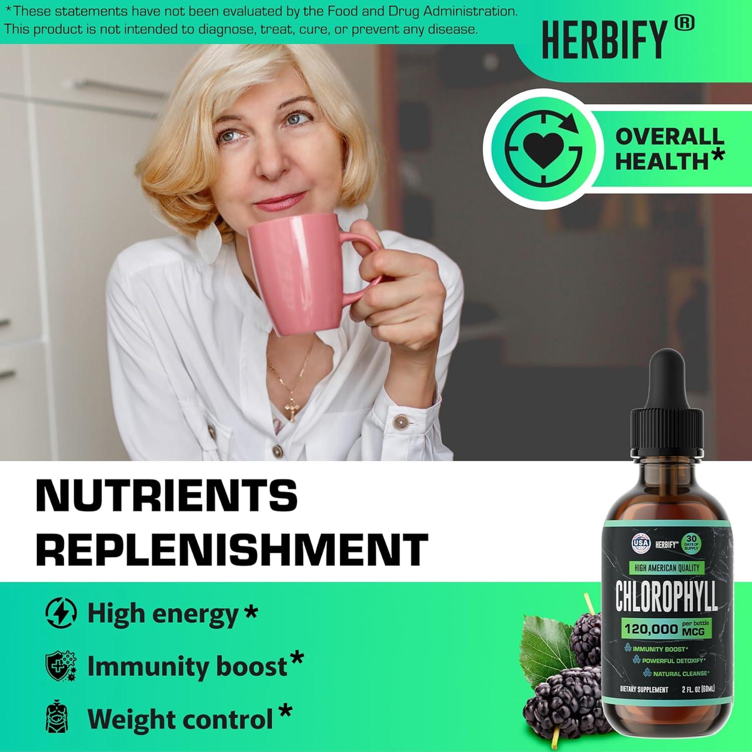 Gotas de Clorofila Líquida HERBIFY 59.15 ml - Energía y Salud