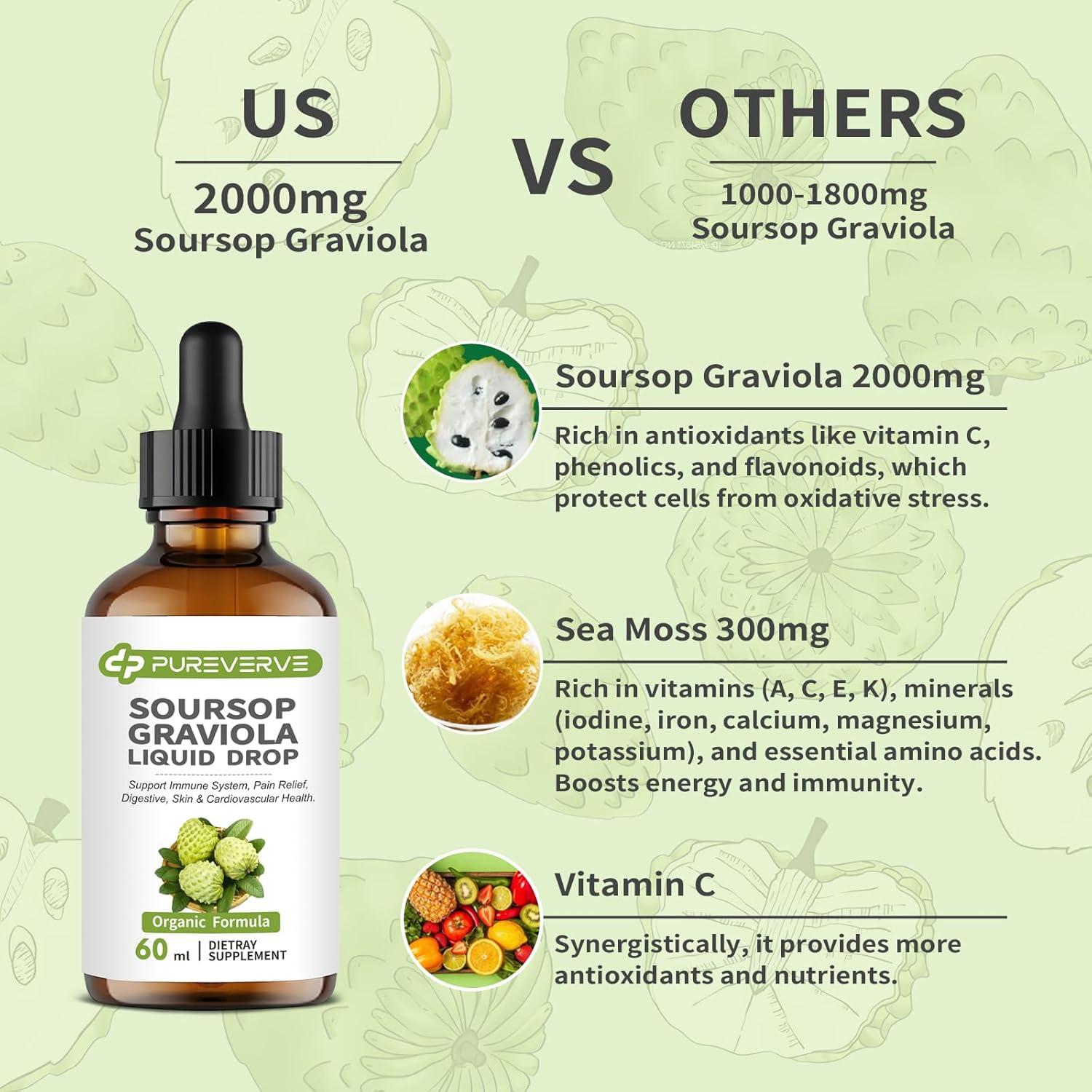 Gotas Líquidas de Graviola Pureverve 59.15 ml - Salud Inmunológica