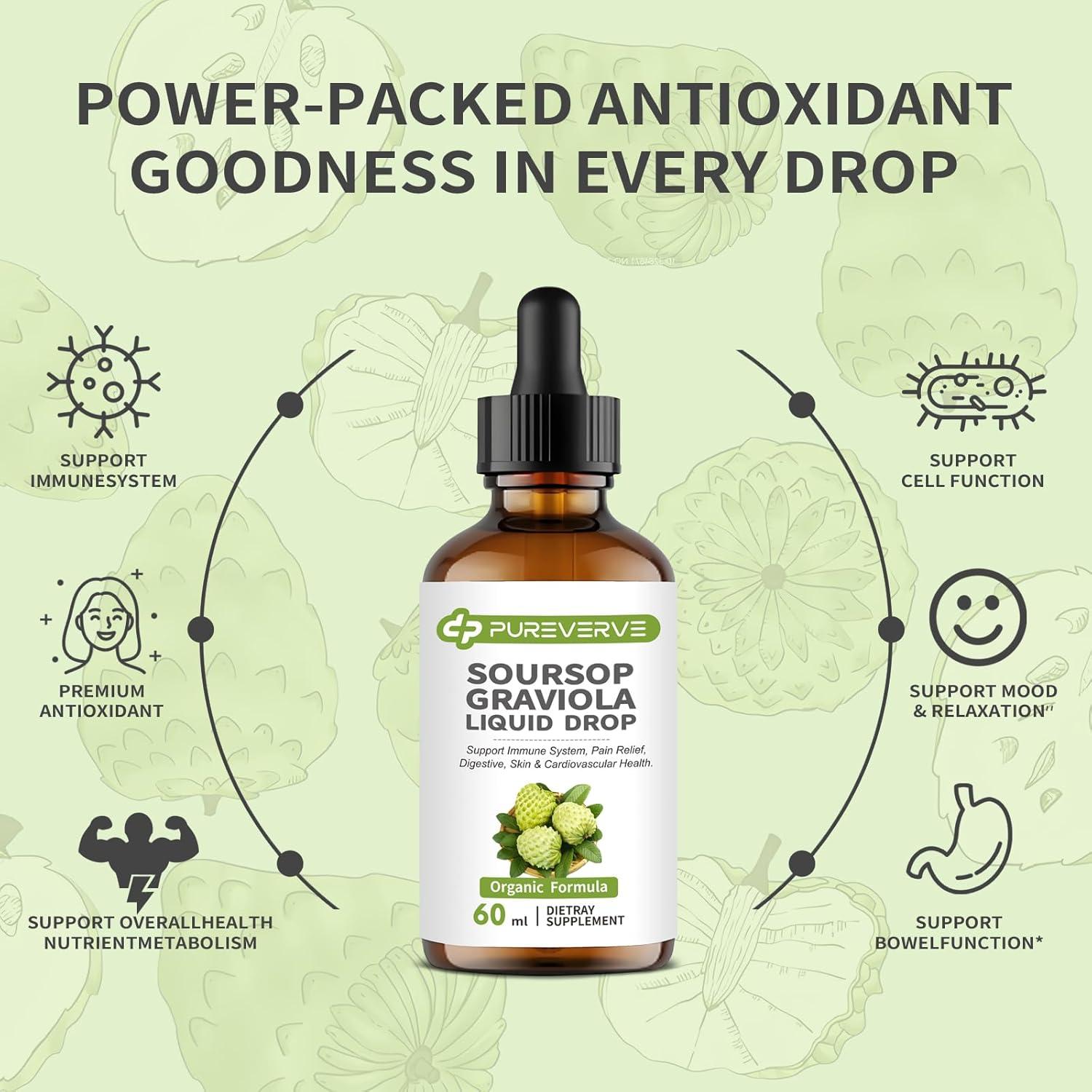 Gotas Líquidas de Graviola Pureverve 59.15 ml - Salud Inmunológica