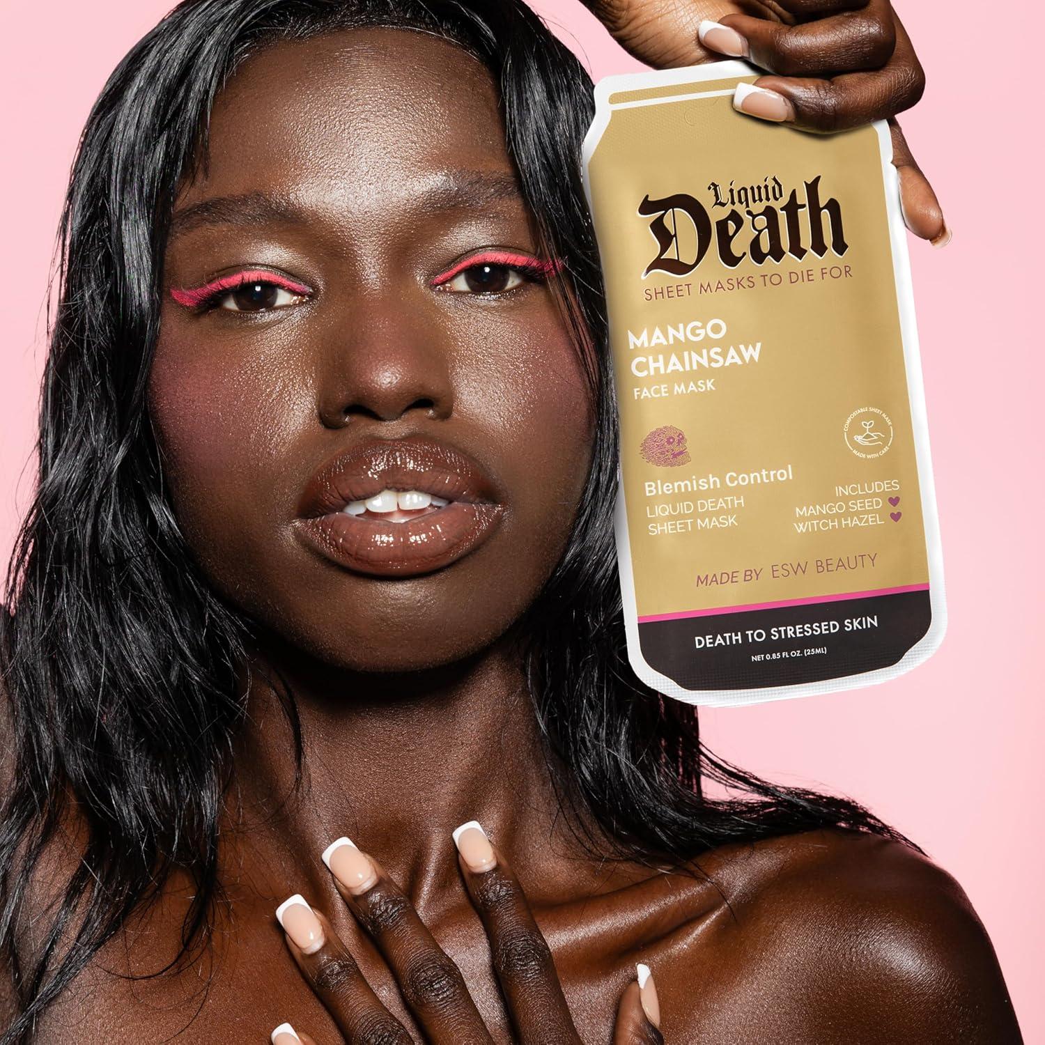 ESW Beauty Liquid Death Limited Edition Mango Chainsaw Face Mask – Blemish Control Sheet Mask with Mango Seed & Tea Tree Extract