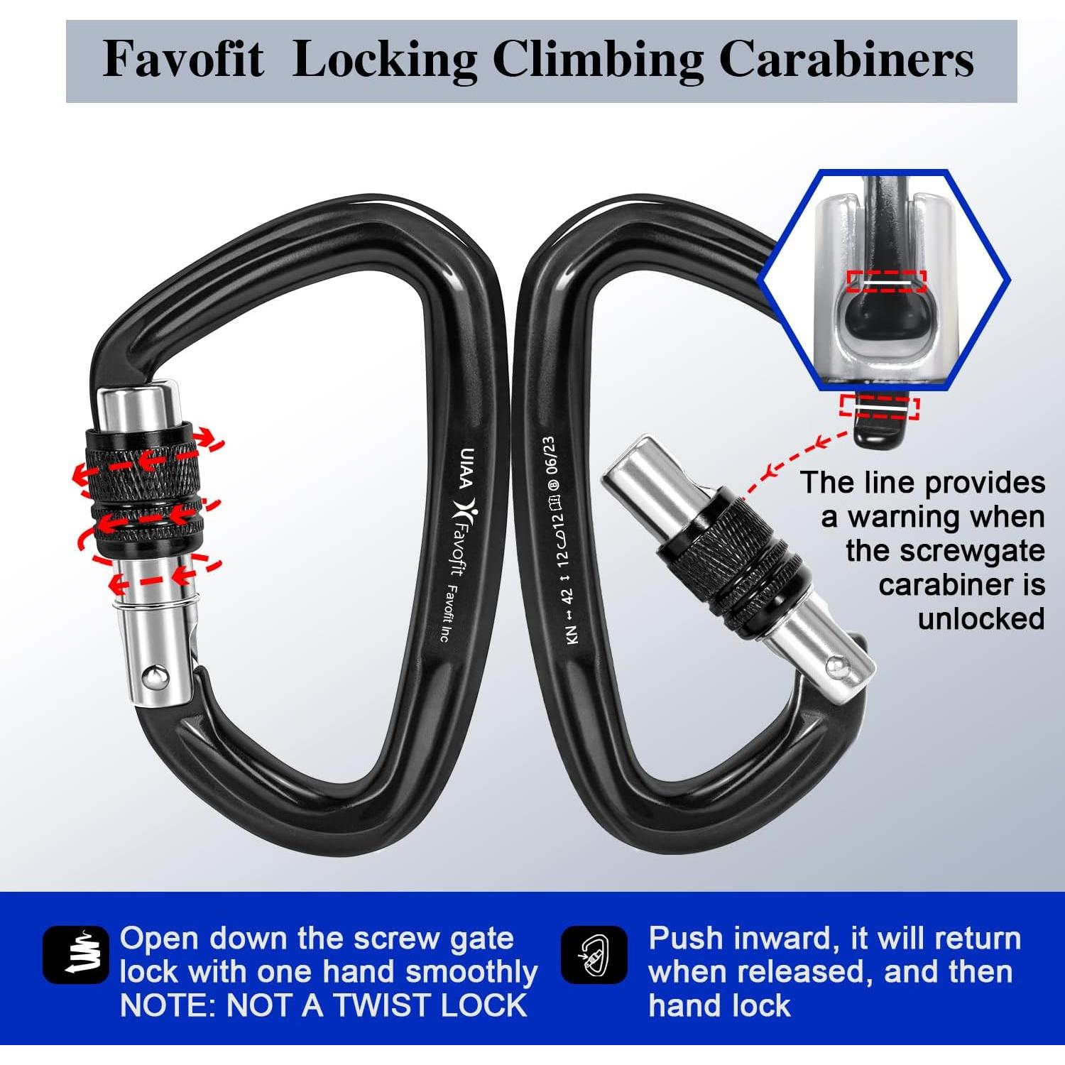 Mosquetón de Escalada Favofit F002 42KN Bloqueo Automático