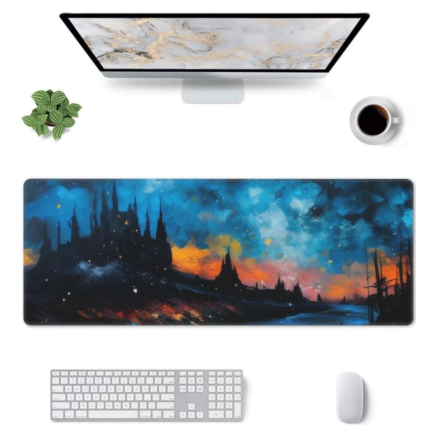 Alfombrilla de Ratón Grande AZJINCOS Castillo en la Noche 800x300mm