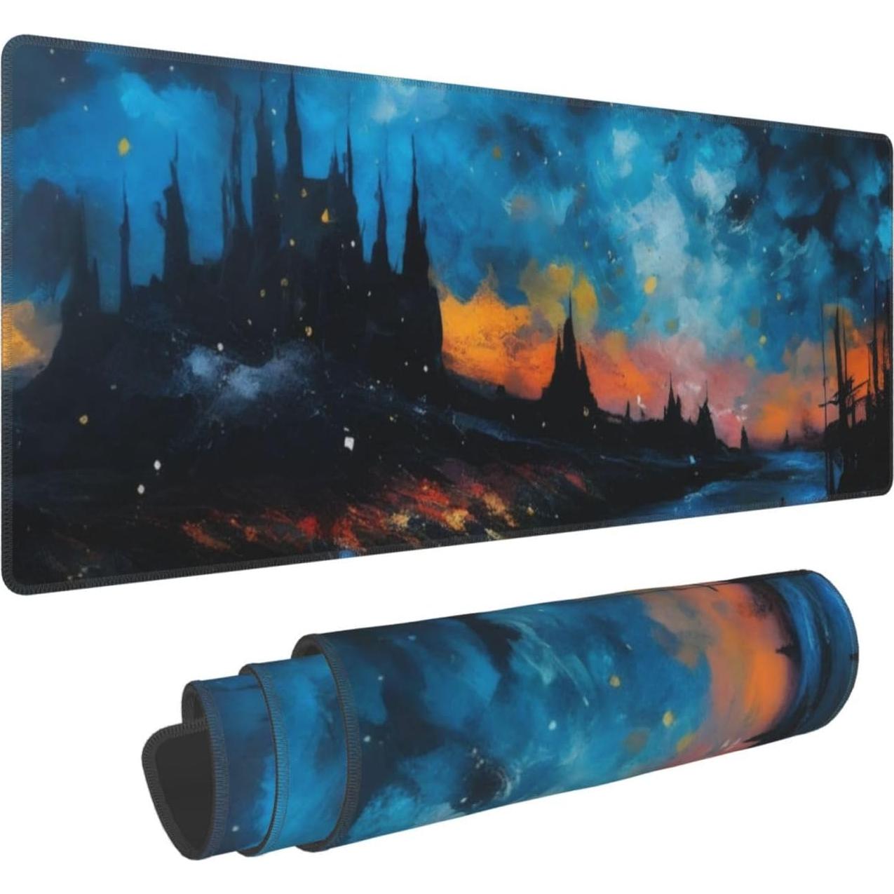 Alfombrilla de Ratón Grande AZJINCOS Castillo en la Noche 800x300mm