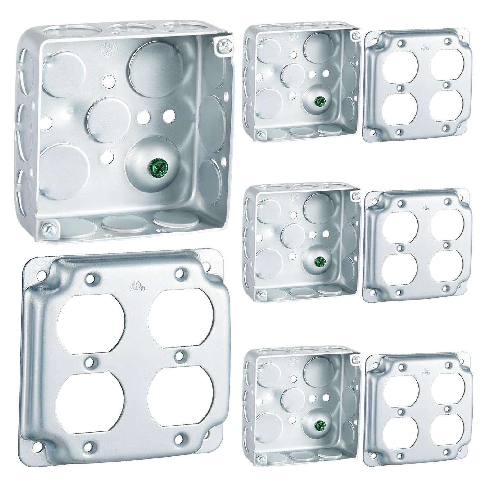 4 Cajas de Conexiones Eléctricas Doble Dúplex Copkim 10.16 cm