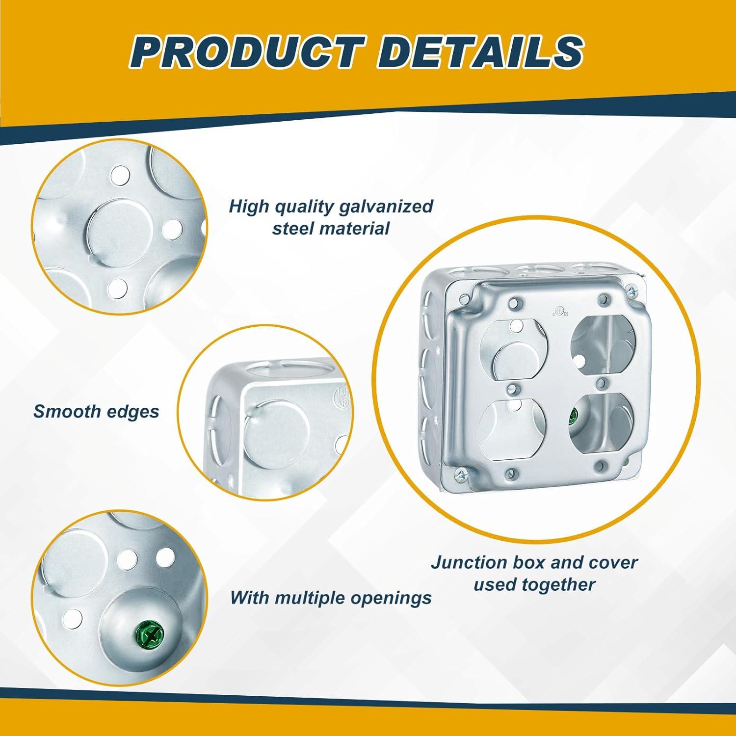 4 Cajas de Conexiones Eléctricas Doble Dúplex Copkim 10.16 cm