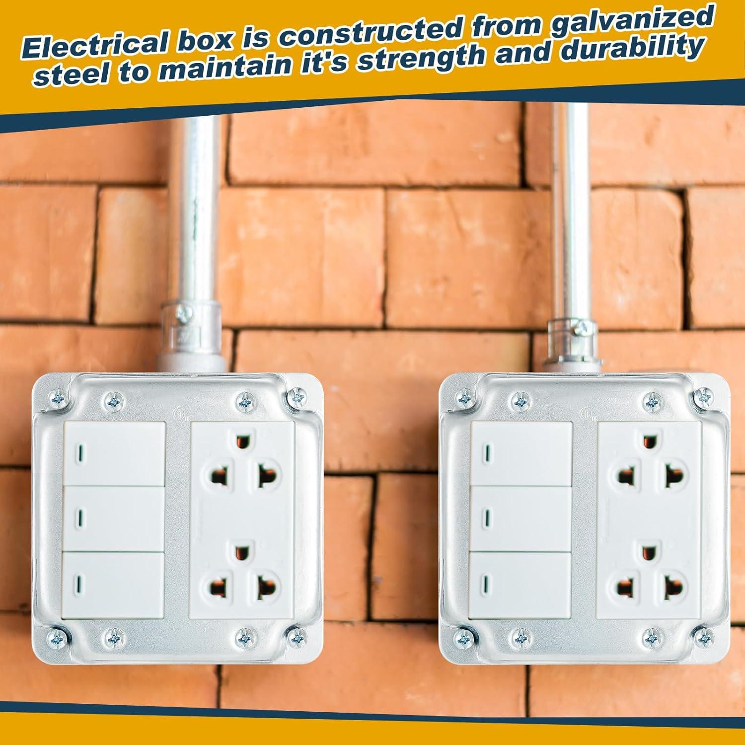 4 Cajas de Conexiones Eléctricas Doble Dúplex Copkim 10.16 cm