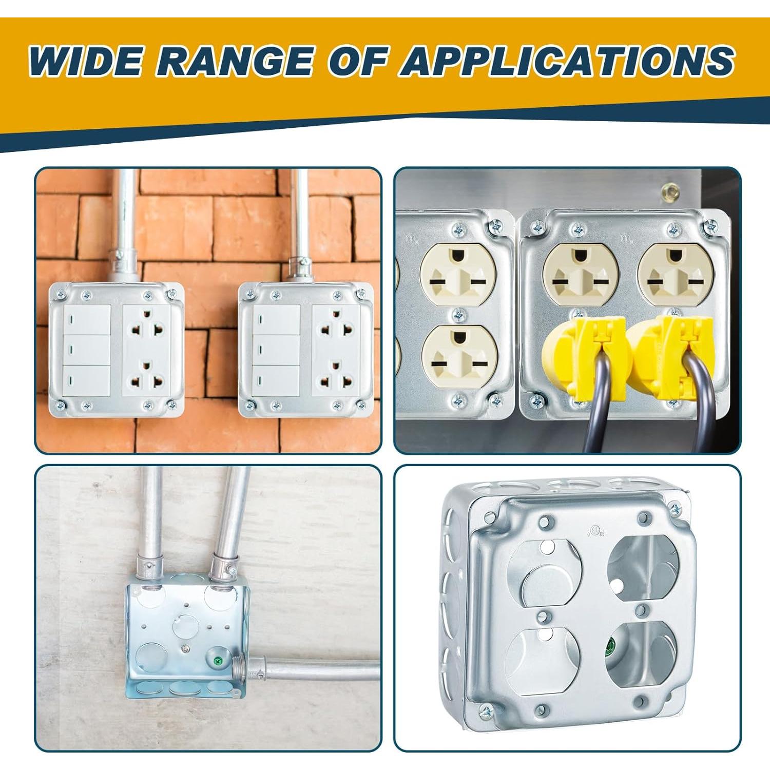 4 Cajas de Conexiones Eléctricas Doble Dúplex Copkim 10.16 cm