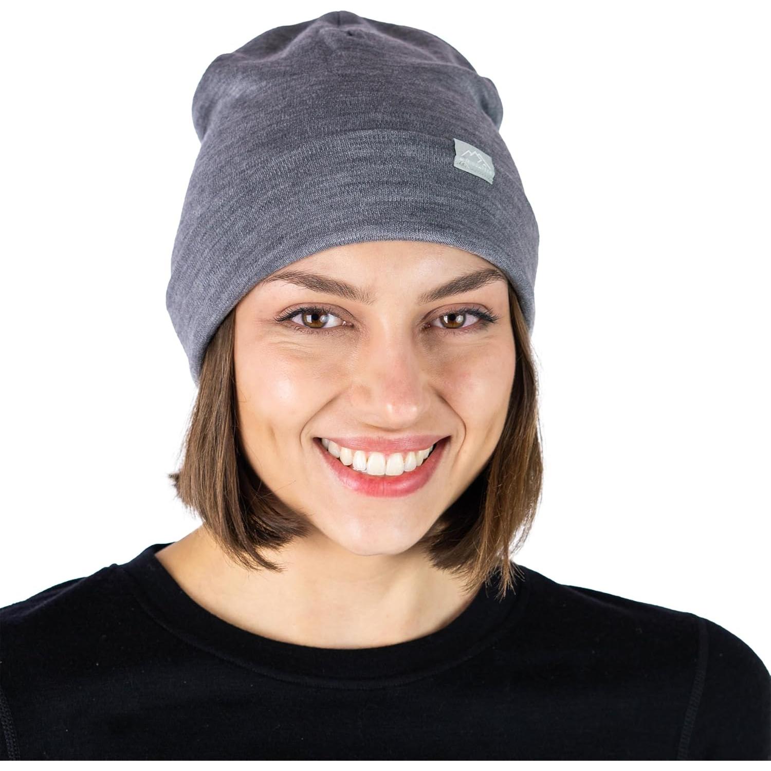 Gorro de lana merino unisex - Gris melange - Talla grande
