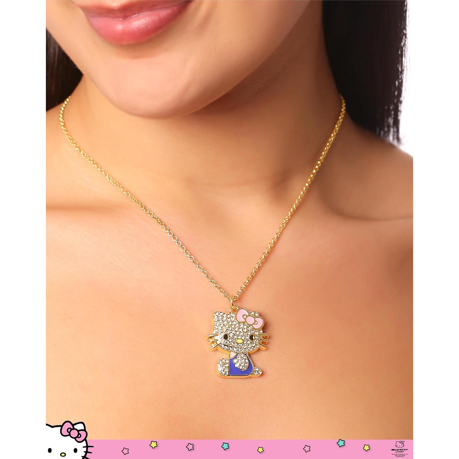 Collar de Hello Kitty con Esmalte y Cristal Pave - 40.64 cm