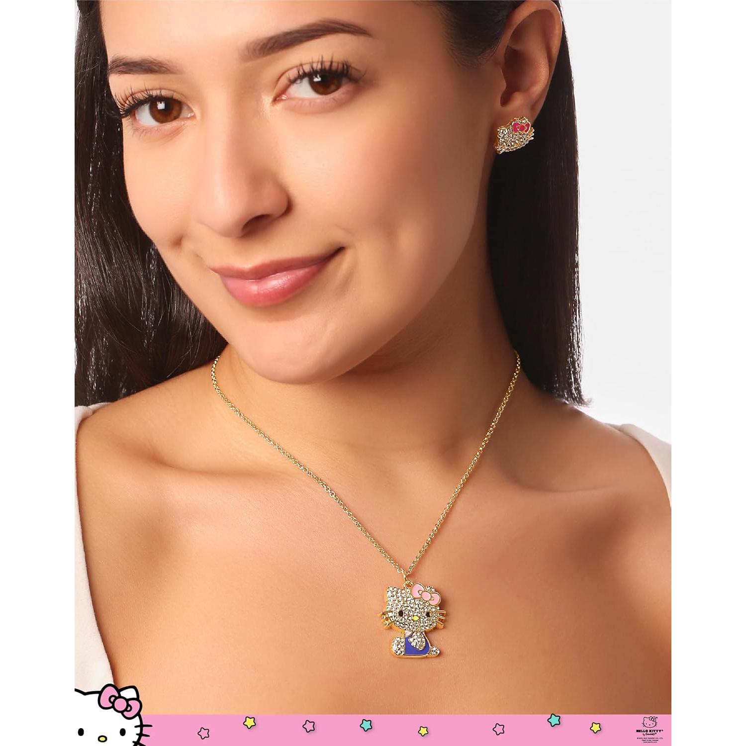 Collar de Hello Kitty con Esmalte y Cristal Pave - 40.64 cm