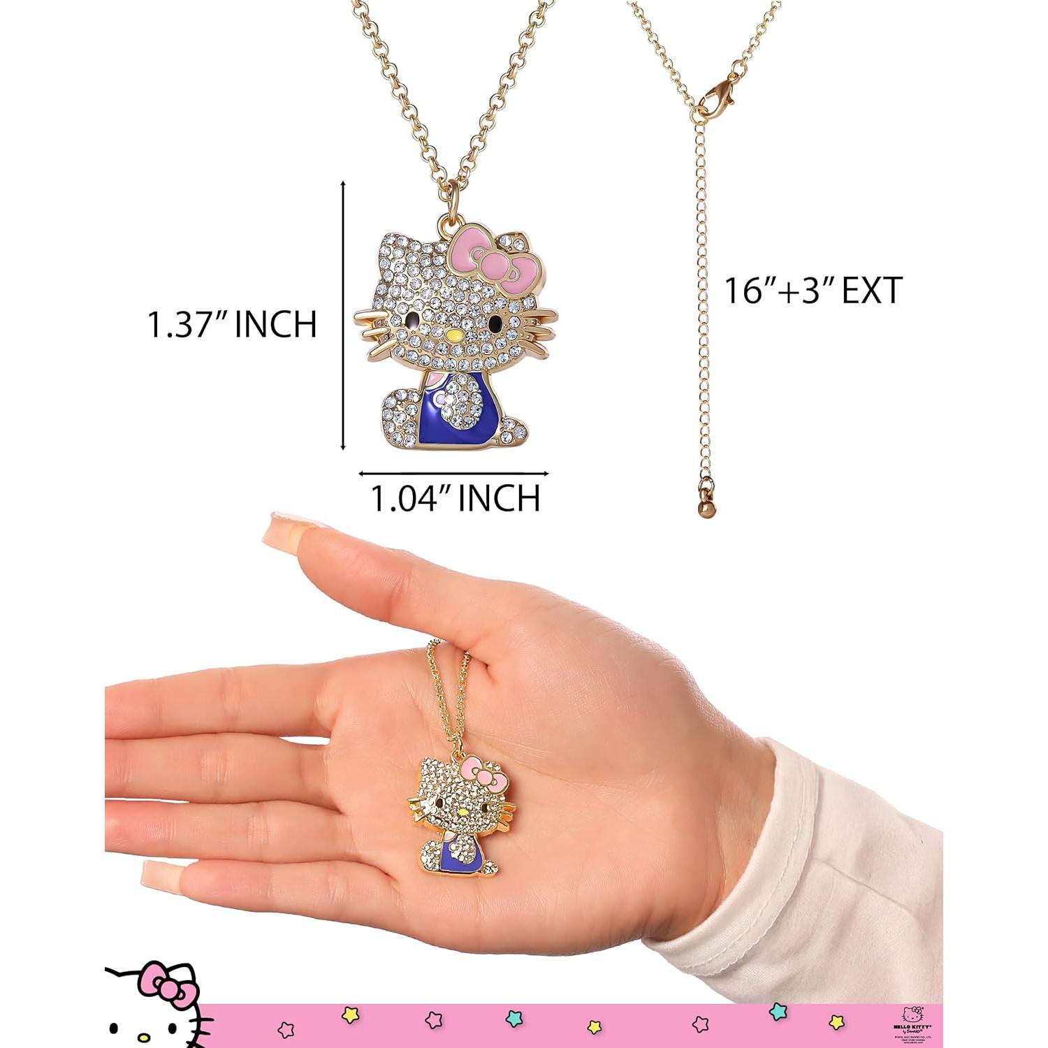 Collar de Hello Kitty con Esmalte y Cristal Pave - 40.64 cm