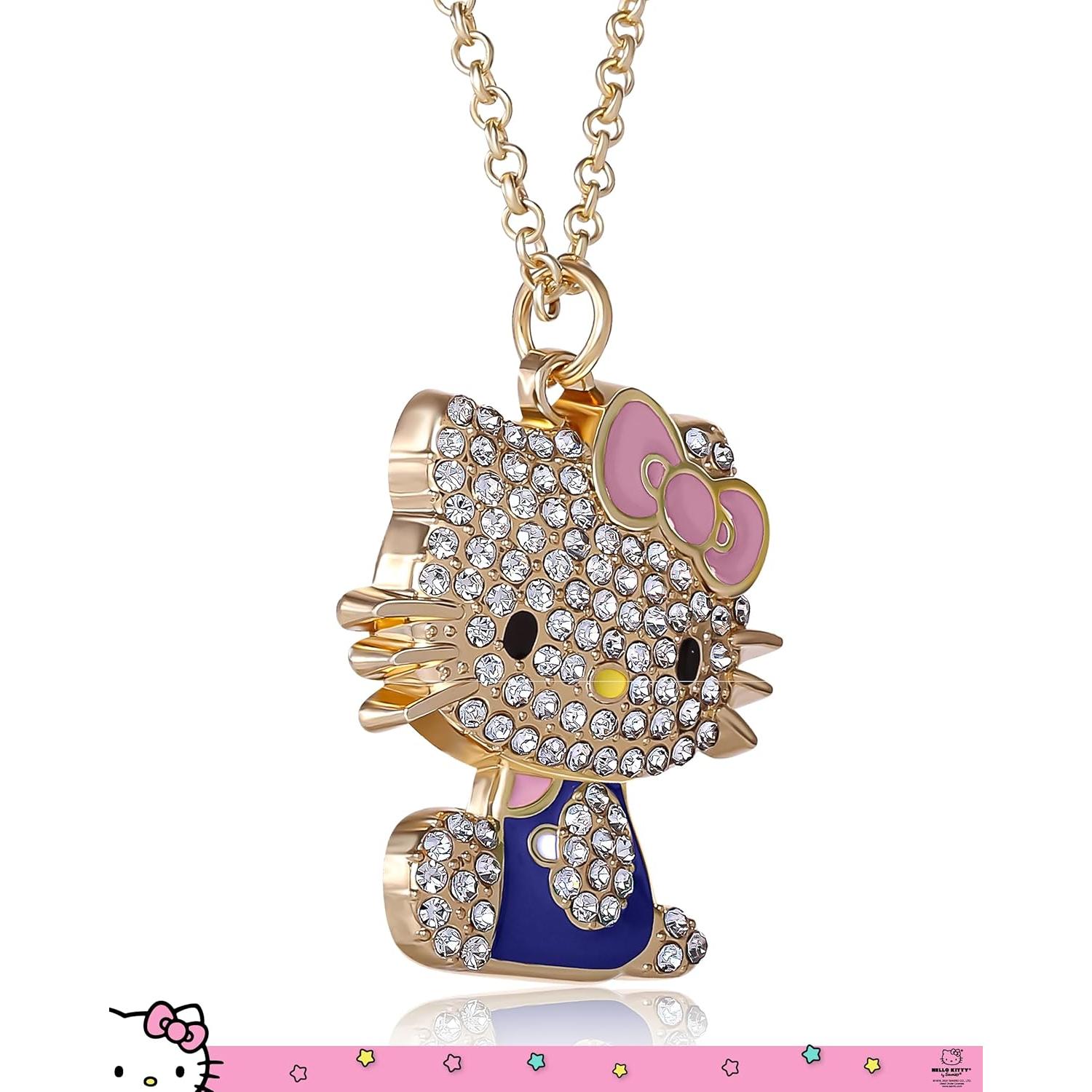 Collar de Hello Kitty con Esmalte y Cristal Pave - 40.64 cm