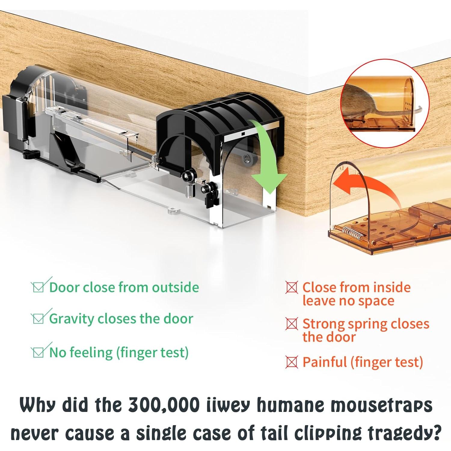 Trampa Humana para Ratones IIWEY 30.48 cm Reutilizable Negra