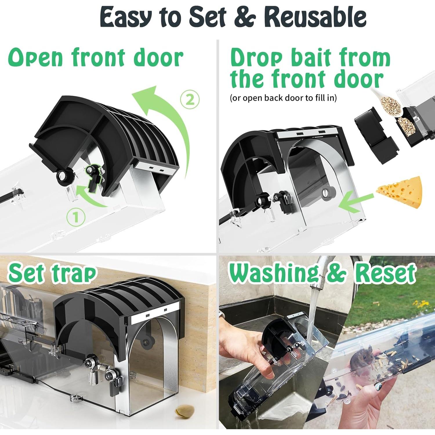 Trampa Humana para Ratones IIWEY 30.48 cm Reutilizable Negra