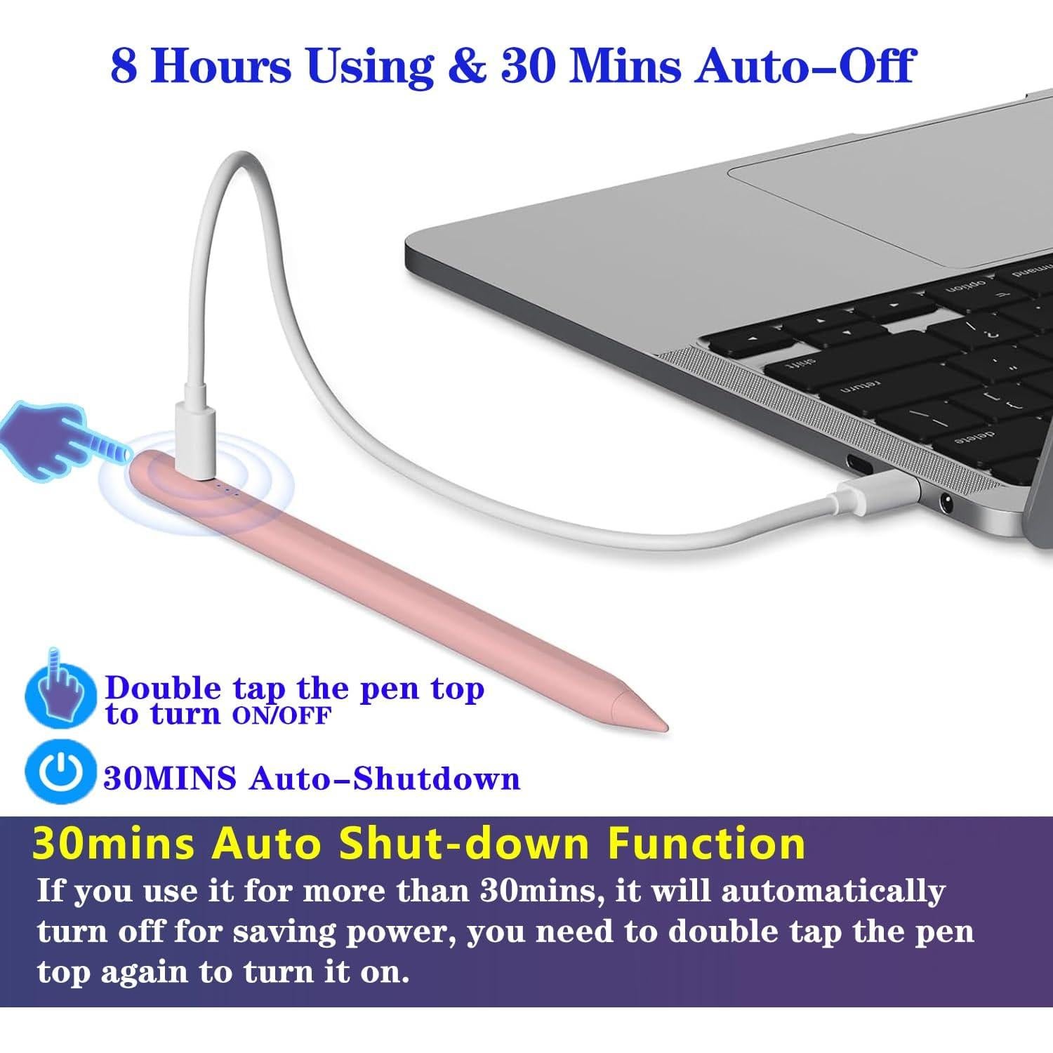 Lápiz Stylus Rosa para iPad 10ª Gen, Carga Rápida, Compatible