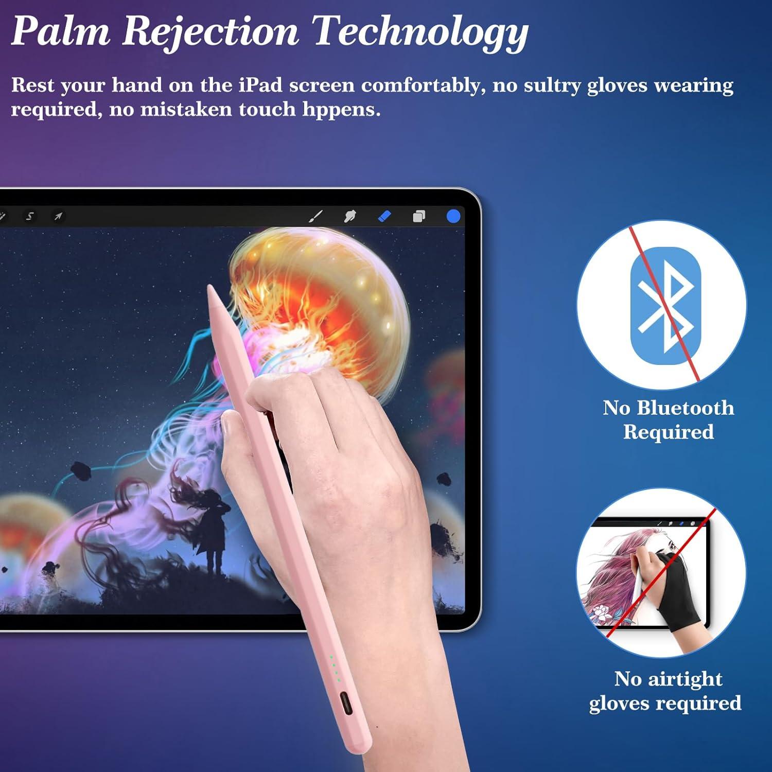 Lápiz Stylus Rosa para iPad 10ª Gen, Carga Rápida, Compatible