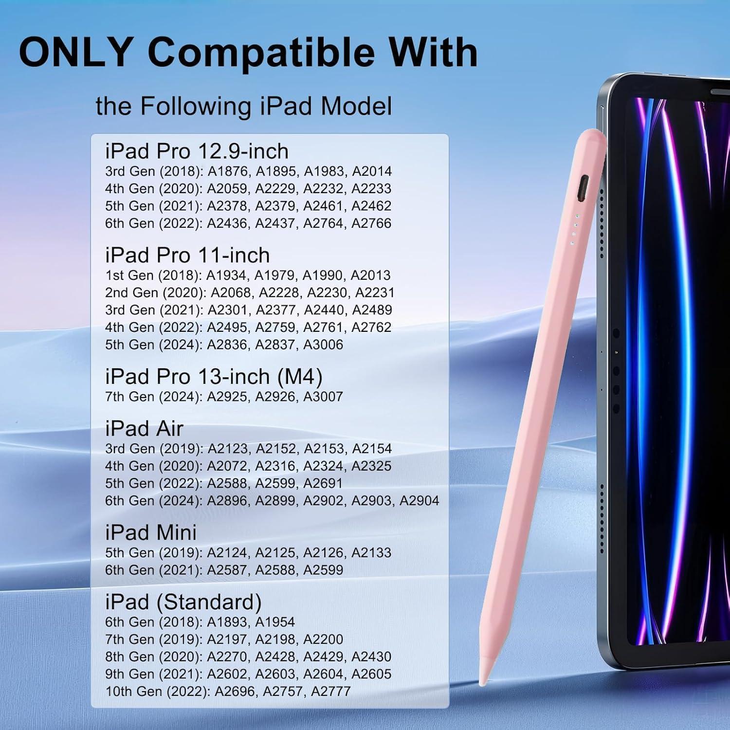 Lápiz Stylus Rosa para iPad 10ª Gen, Carga Rápida, Compatible